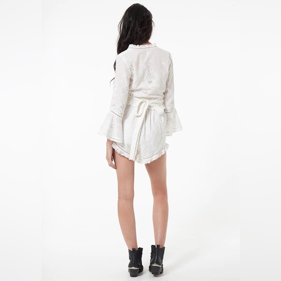 SPELL & THE GYPSY Damsel White Broderie Anglaise Long Sleeve Crop Wrap Top - Picture 13 of 16